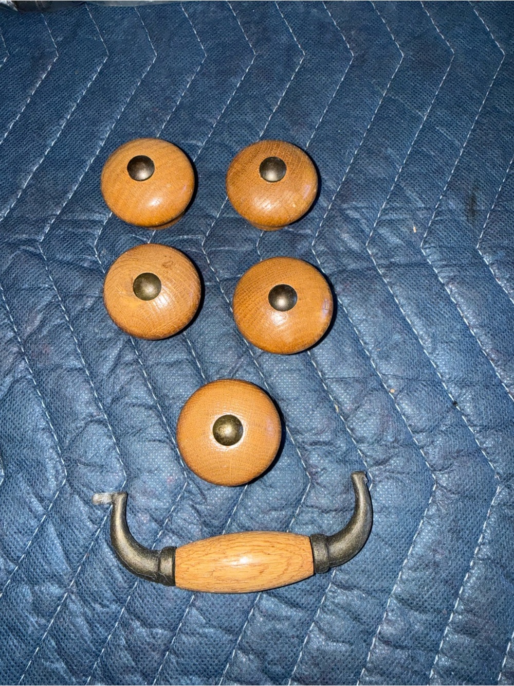 Wood and Brass Drawer Pulls and Knobs Set - Natural Brown